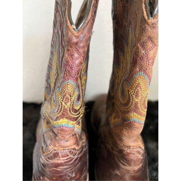 Double H Roper Work Cowboy Boots Leather Western Brown Square Toe Mens 11 11 D - Picture 11 of 12